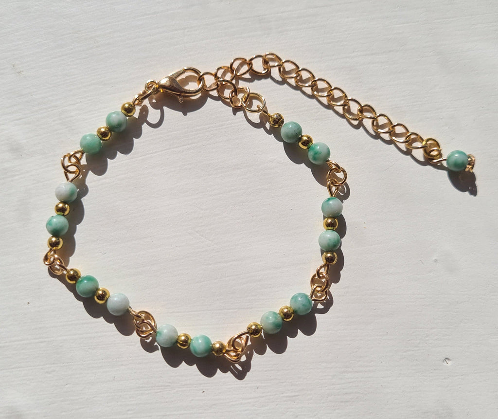 Handmade Amazonite Bracelet on Gold Chain