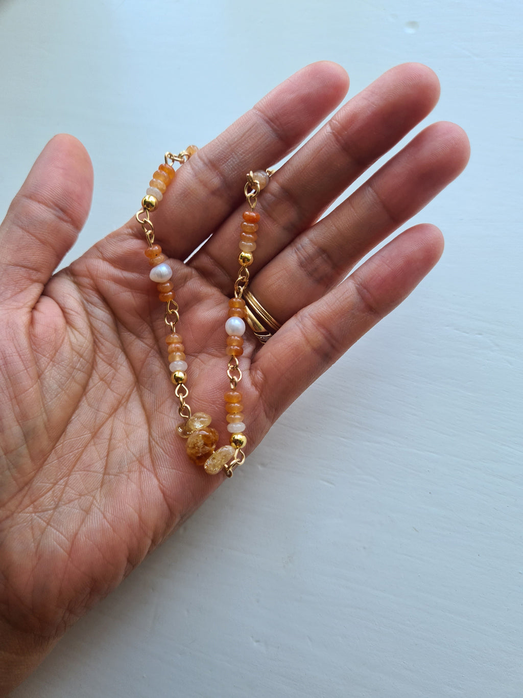 Handmade citrine bracelet close-up