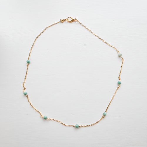 Amazonit choker flat lay