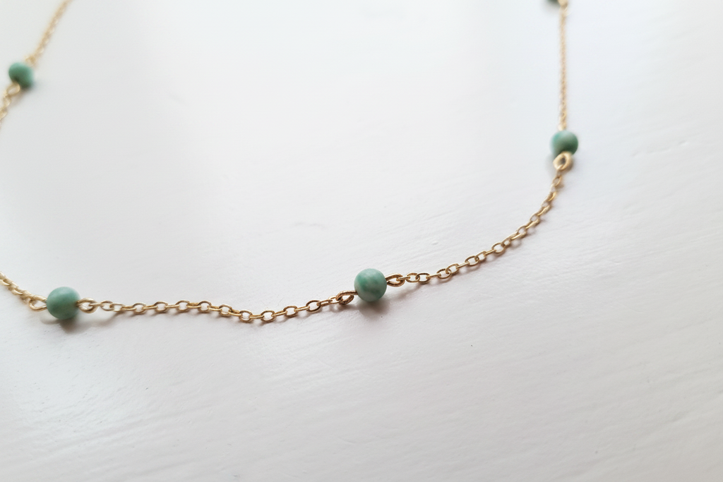 Amazonit choker närbild