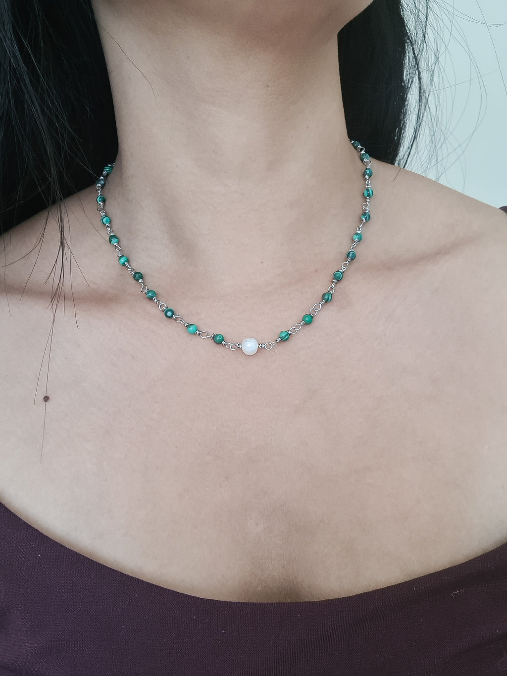 Malachite & Freshwater Pearl Necklace