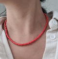 Trendy Red Seed Bead Choker, Minimalist Dainty Necklace