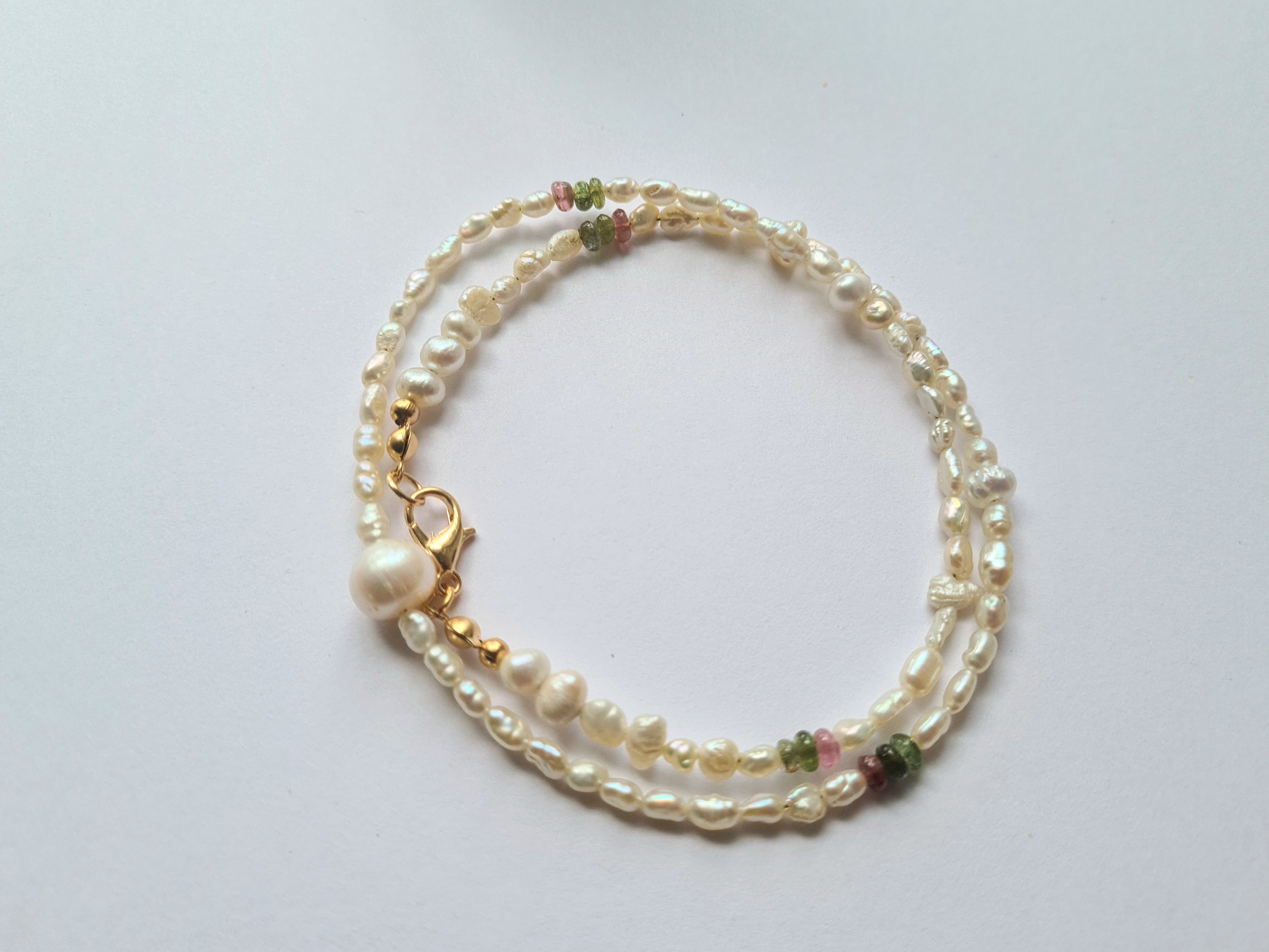 Handmade Freshwater Pearl & Tourmaline Necklace