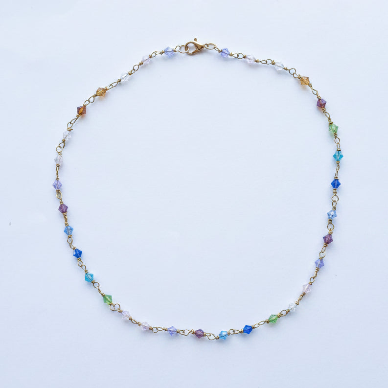 Handmade Rainbow Swarovski Bicone Crystal Necklace