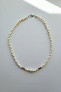 Handmade Freshwater Pearl & Pink Tourmaline Necklace