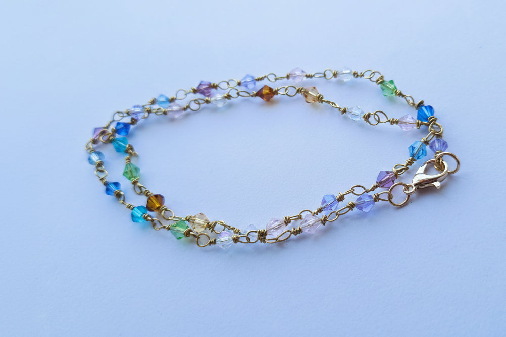 Handmade Rainbow Swarovski Bicone Crystal Necklace