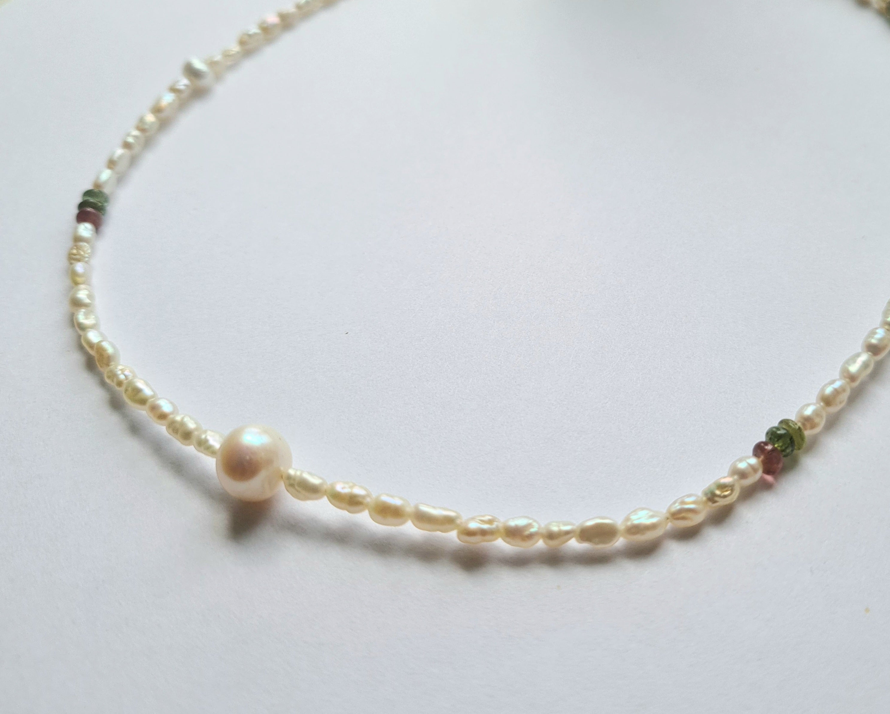 Handmade Freshwater Pearl & Tourmaline Necklace