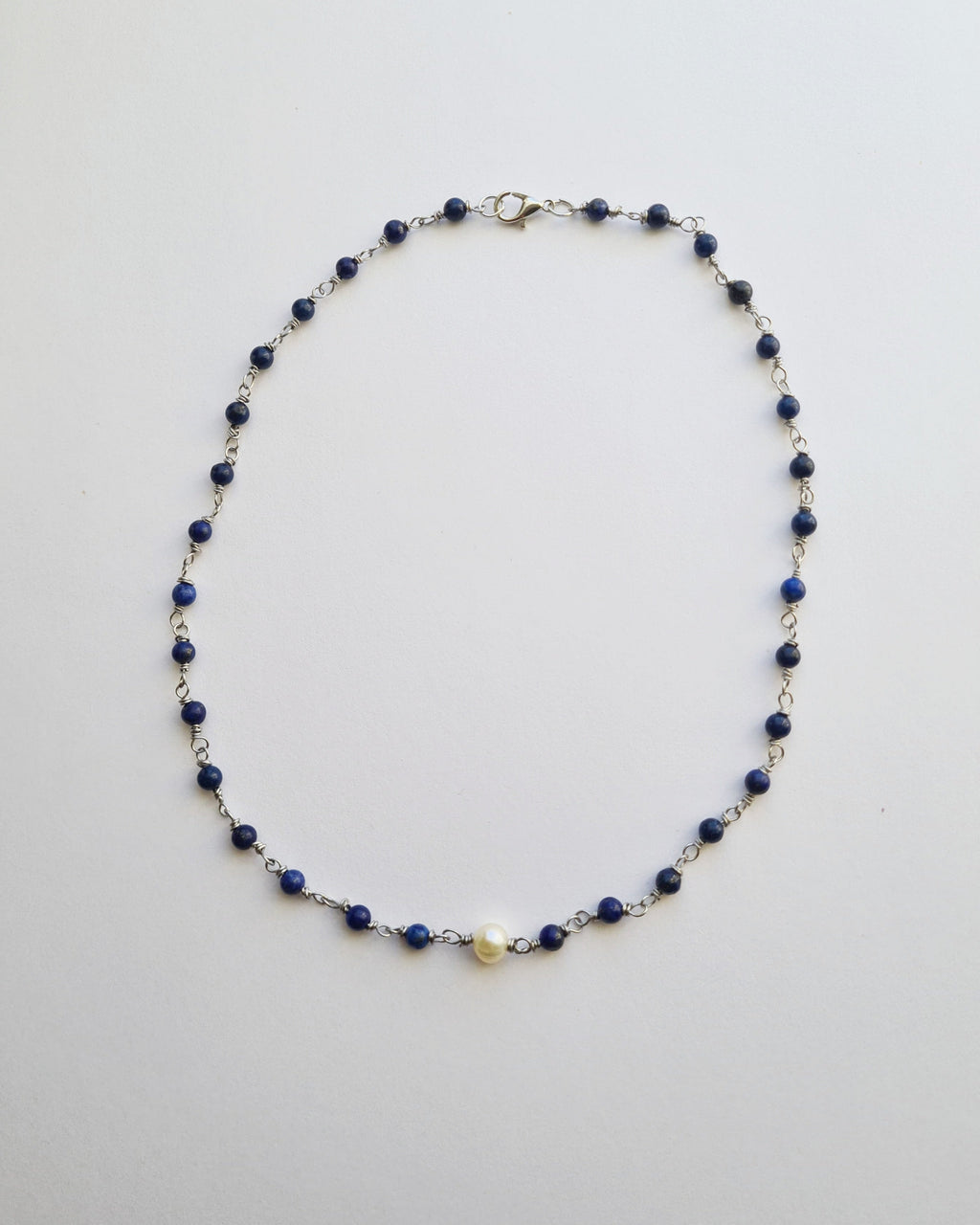 Handmade Lapis Lazuli & Freshwater Pearl Necklace