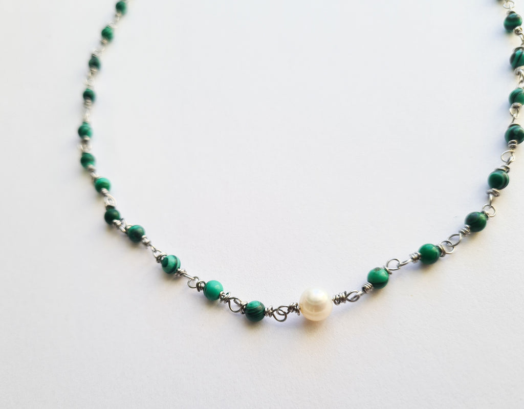 Malachite & Freshwater Pearl Necklace