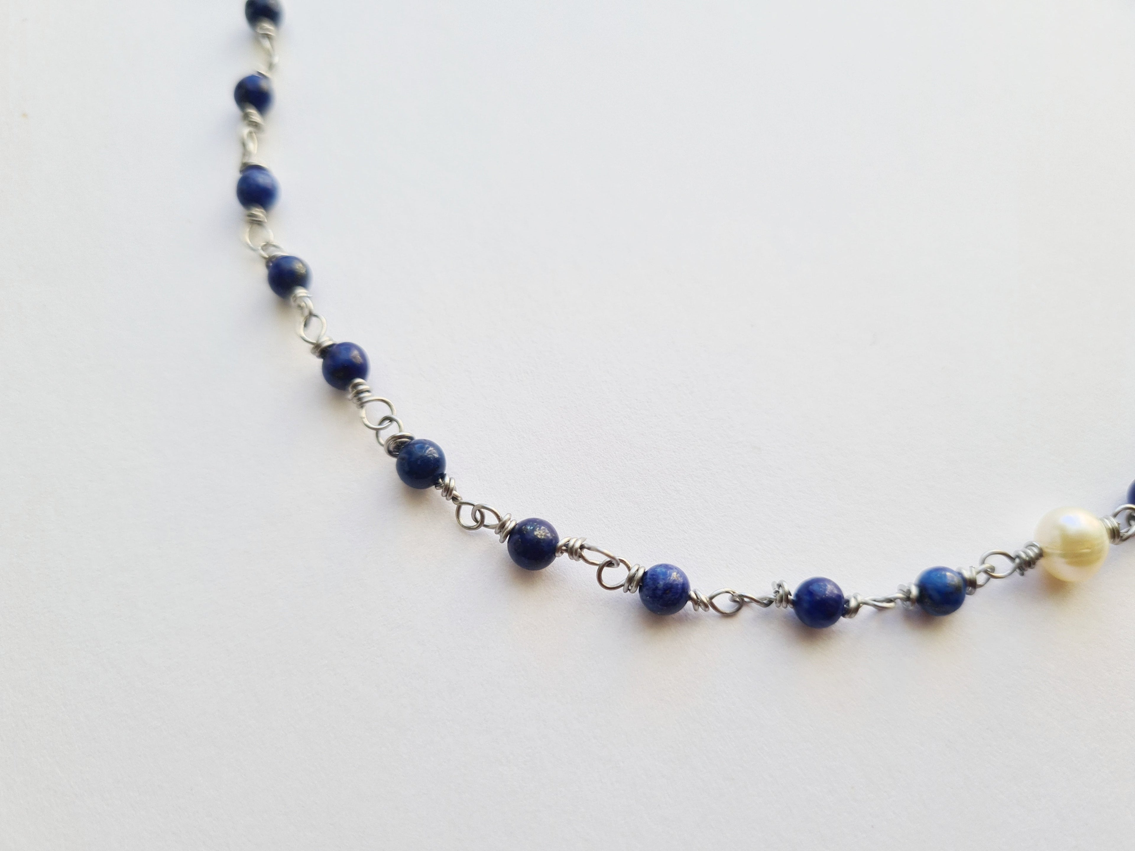 Handmade Lapis Lazuli & Freshwater Pearl Necklace