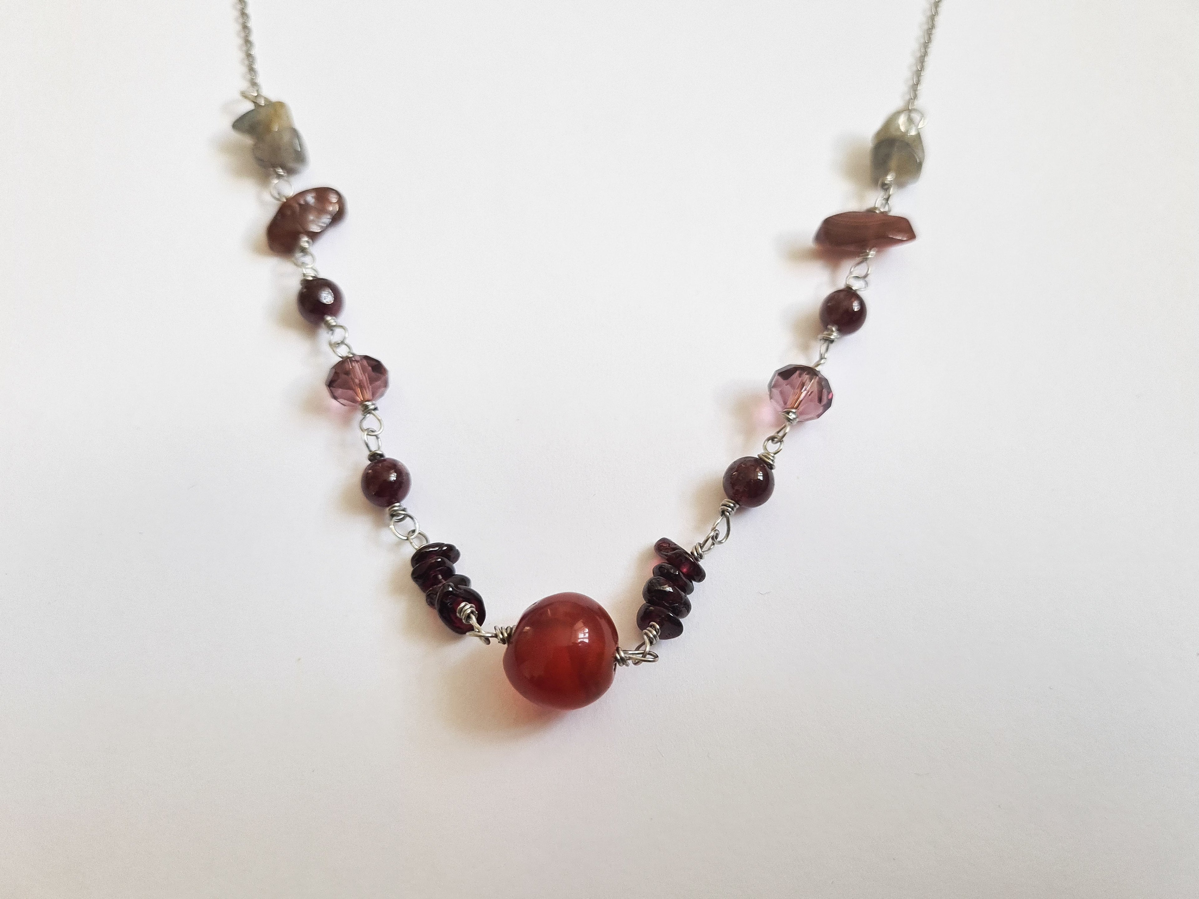 Hållbart Karneol & Granat Halsband