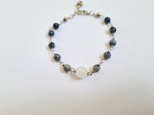 Blågrå Ädelsten & Månsten Armband