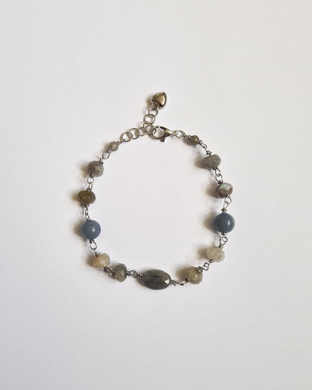 Gråbeige & Blågrå Ädelsten Armband