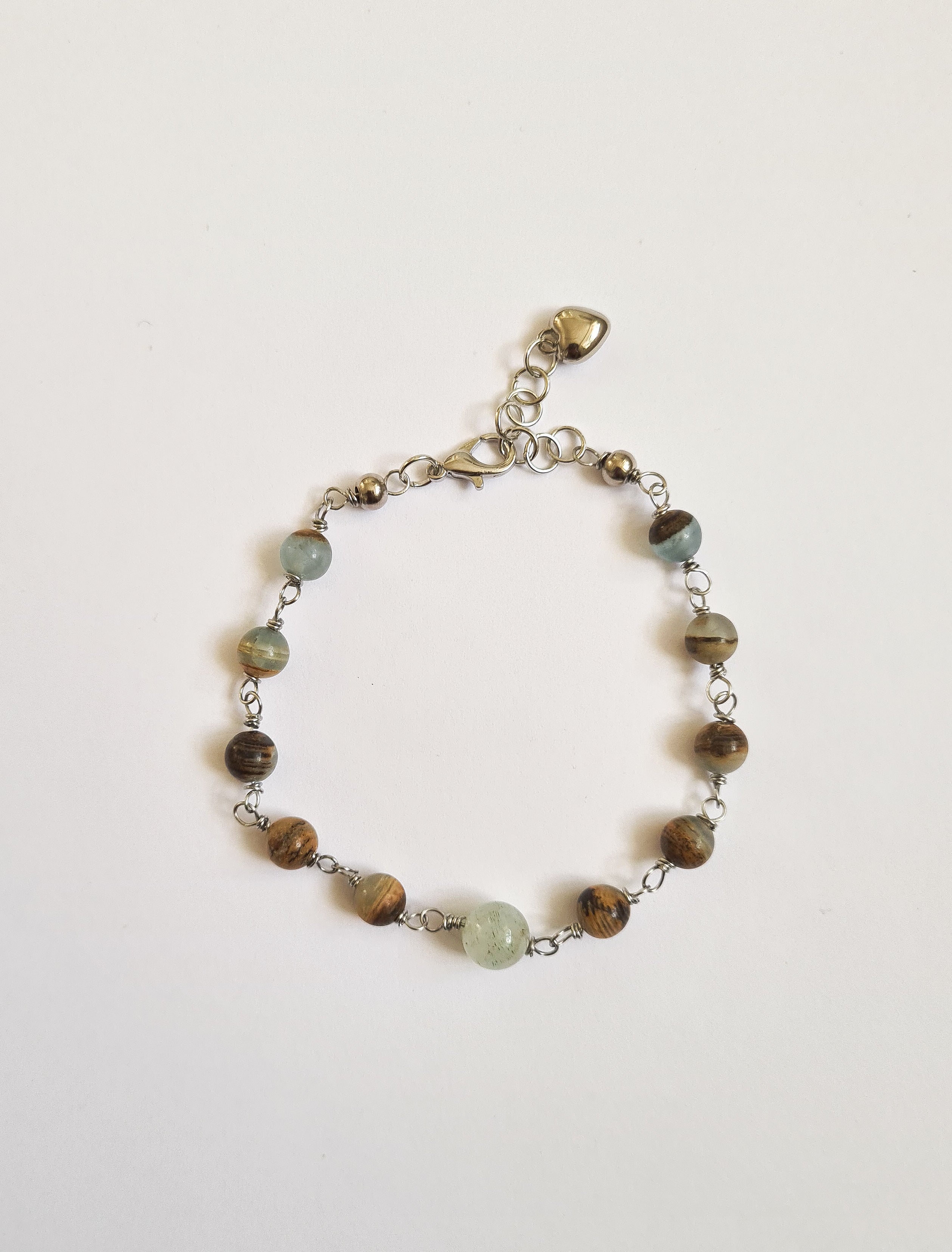 Randigt Brun & Ljusgrön Ädelsten Armband