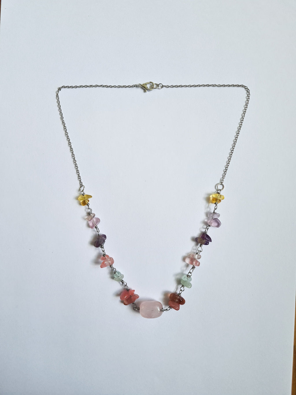 Hållbart Rosenkvarts & Ädelsten Halsband