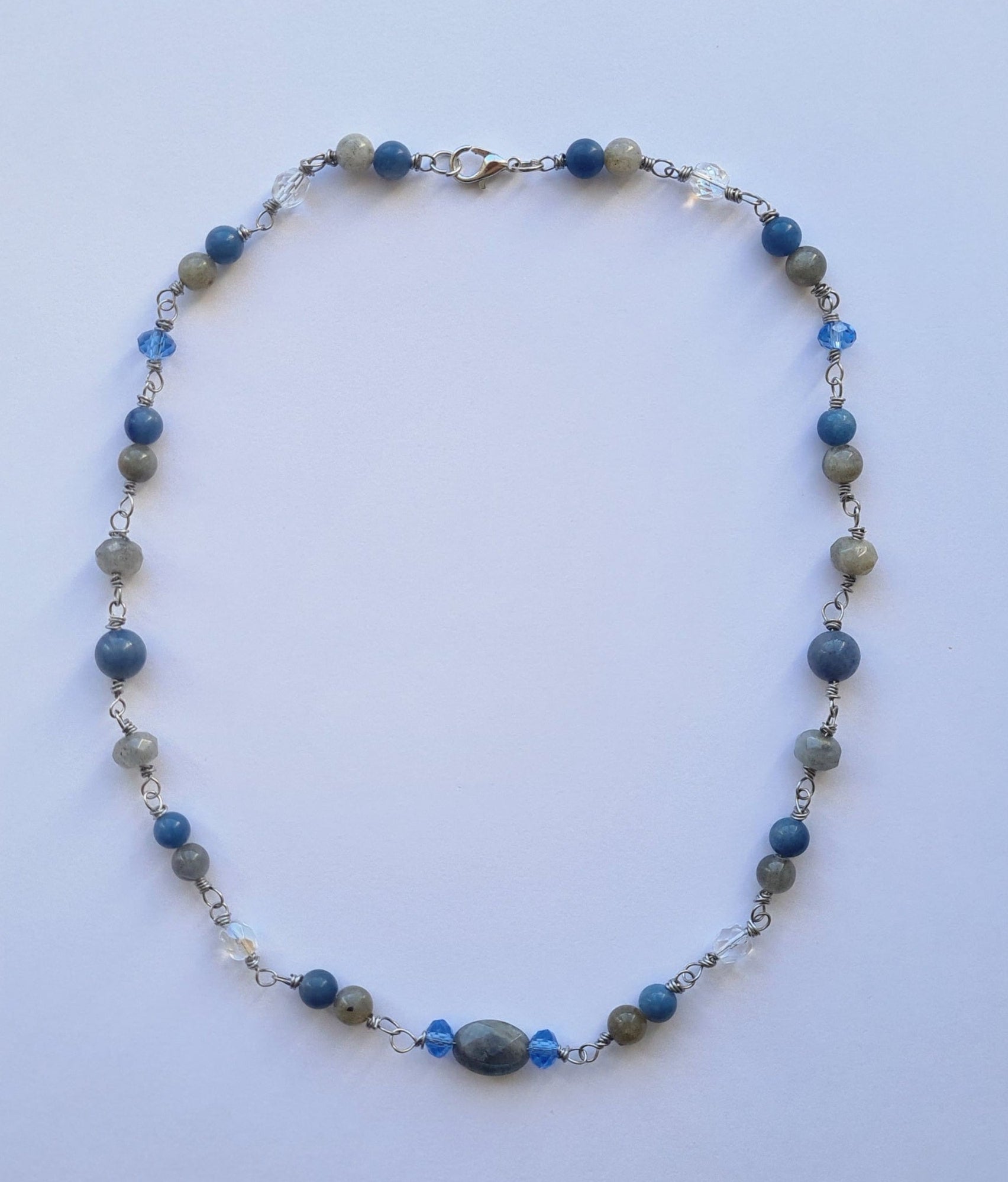 Handmade Kyanite & Labradorite Wire-Wrapped Necklace