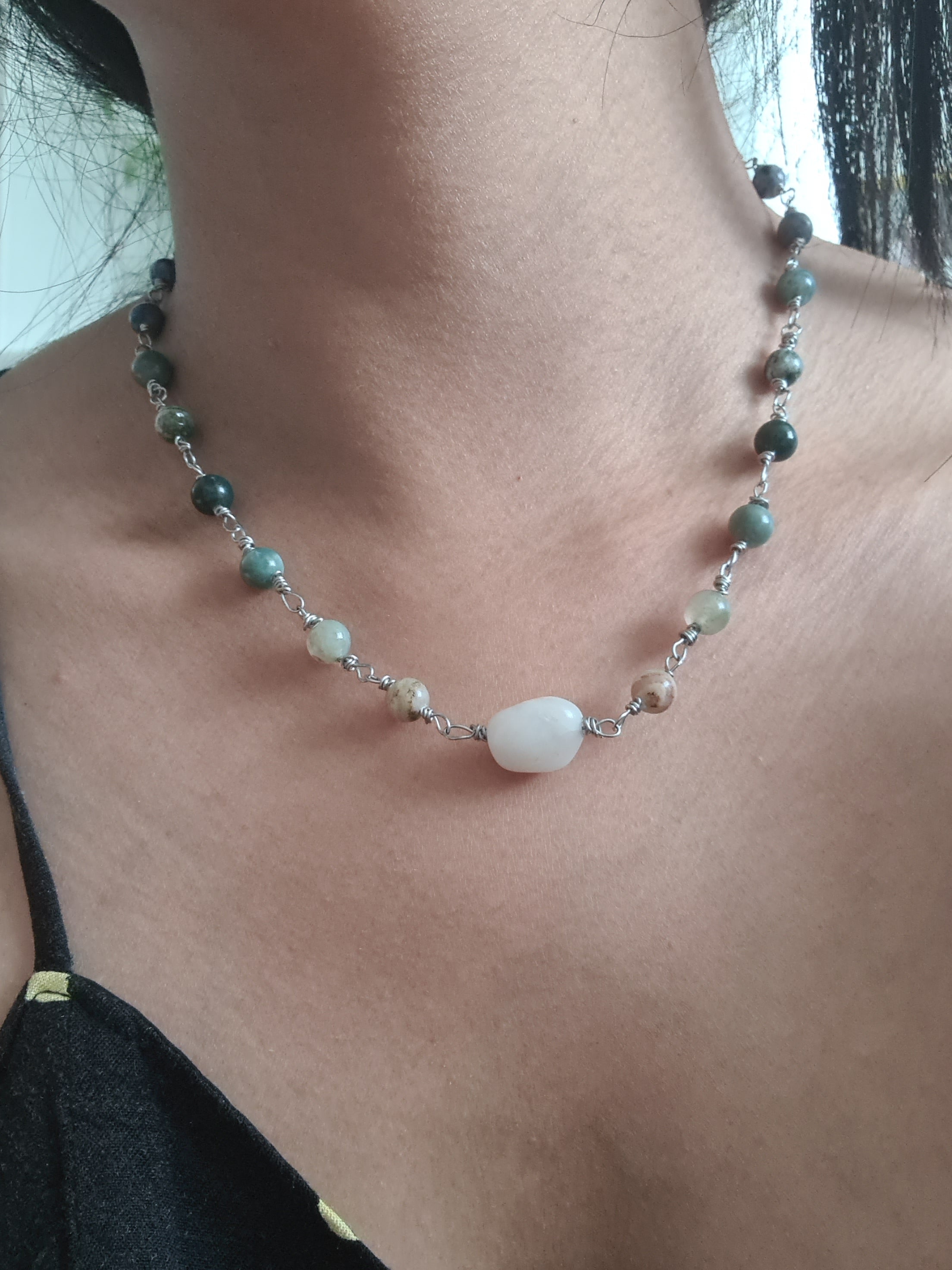Handmade Wire-Wrapped Gemstone Necklace