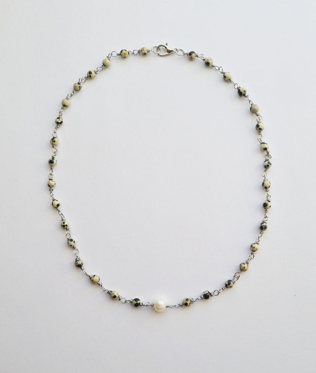 Dalmatian Jasper & Freshwater Pearl Necklace