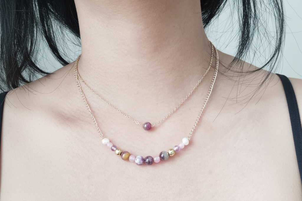 Purple Stone Layered Necklace