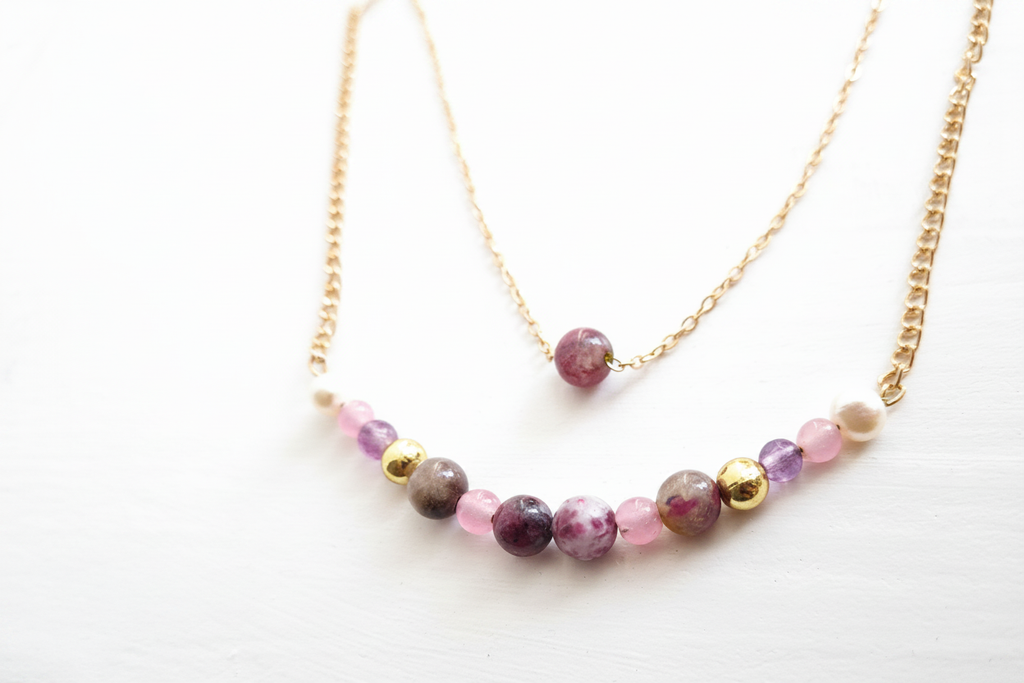 Purple Stone Layered Necklace