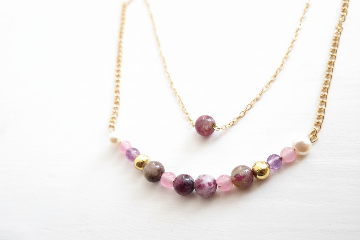 Purple Stone Layered Necklace