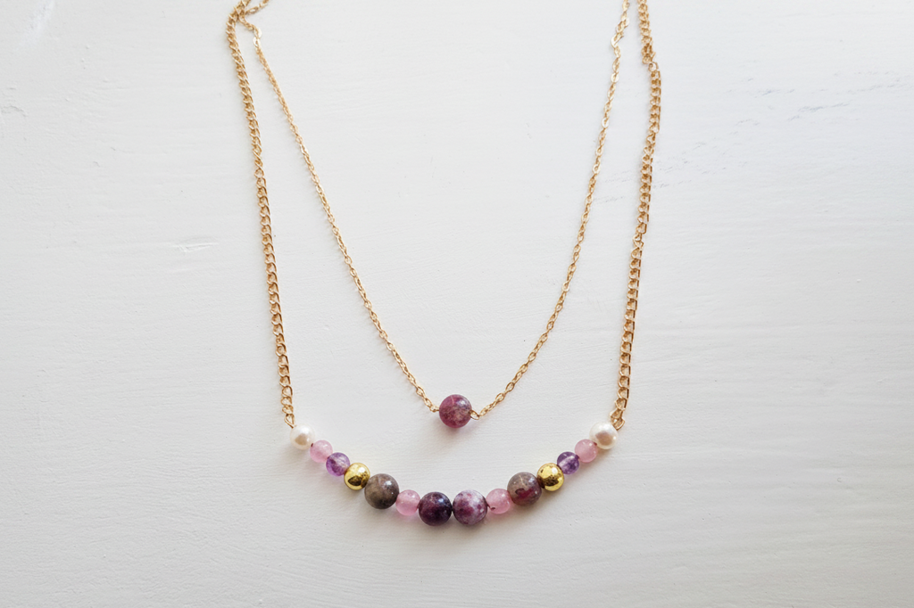 Purple Stone Layered Necklace