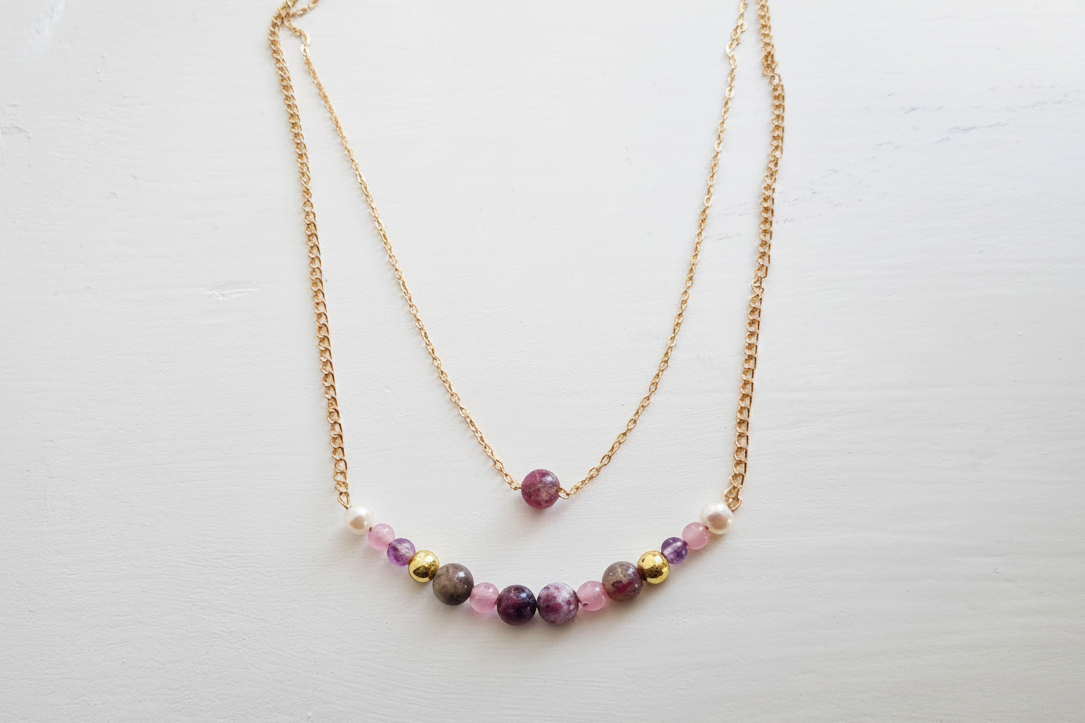 Purple Stone Layered Necklace