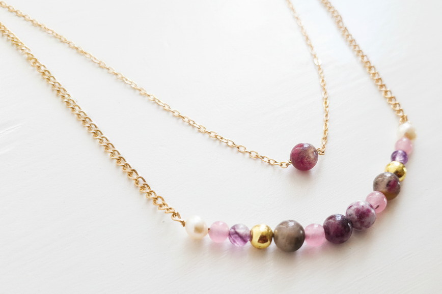 Purple Stone Layered Necklace